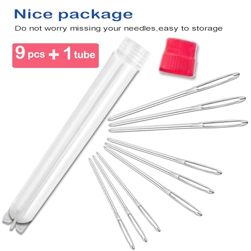 Image of ORRDICE Large-Eye Blunt Needles, Stainless Steel Yarn Knitting Needles, Sewing Needles, Crafting Knitting Weaving Stringing Needles, Perfect for Finishing Off Crochet Projects(9 Pieces)