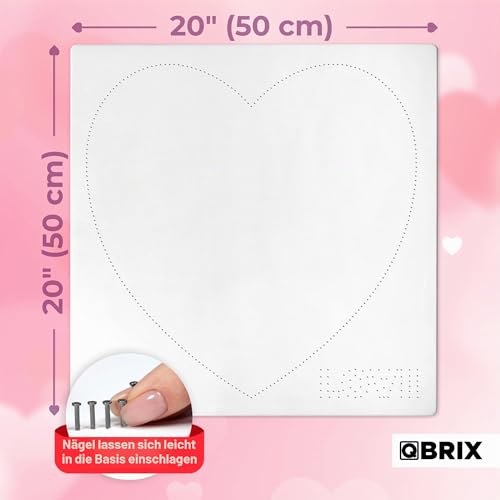 QBRIX Herz – String Art Fadenbild DIY | personalisiertes Geschenk | eigenes Foto als Garnbild | Wunschmotiv | Wandbild (Herz Form 50×50 cm)