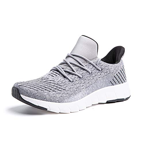 Zapatillas Running Hombre Bambas Zapatos para Correr y Asfalto Aire Libre y Deportes Calzado Casual Tenis Outdoor Gimnasio Sneakers Negro Gris Azul Número 38-48 EU Gris 43