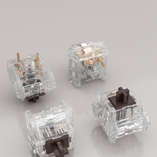 Image of Zhouwang Crystal Brown Switches, 3-Pin Pre-Lubricated Tactile Switches, Dustproof and Waterproof for Mechanical Keyboards. (72Pcs)