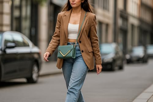 Image of Women Girls V-flap Crossbody Sling Bag with Embellished Gold Chain | Perfect For Party Travel Or Daily Use | Stylish Bag For Women