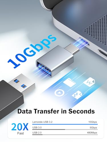 Image of Lemorele High Speed Active USB to Type C Connector - Premium USB C to A Fale OTG Connector for Fast Charging and Data Sync, Compatible with Laptops, Tablets, and Smartphones