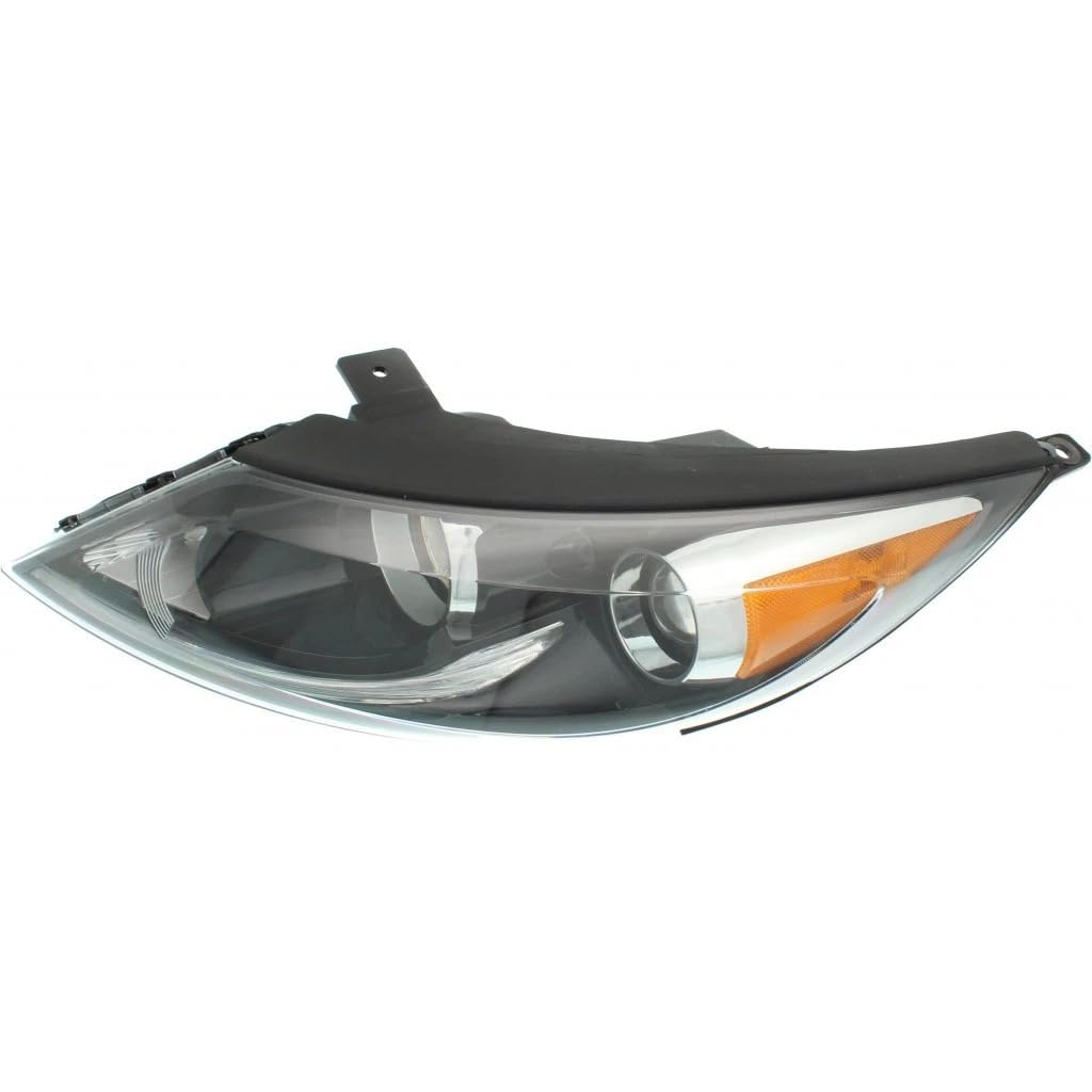 LED DRL Headlights Assembly Compatible With 2013-2016 Kia Sportage Headlamps Replace for 921013W710 921023W710 Chrome Housing/Clear Lens Factory Halogen Driver and Passenger Side (Left)