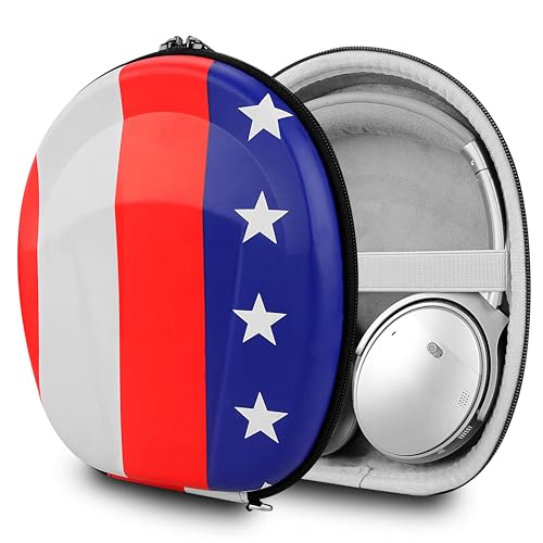 Custodia Shield compatibile con custodie Bose QuietComfort QCUltra QC45 QC35II QC35 QC25 QC15 QCSE NC700 custodia protettiva sostitutiva con avvolgicavo bandiera USA