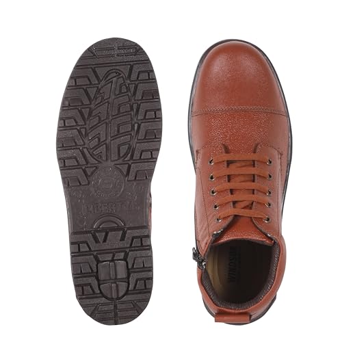 Image of Liberty Warrior 7190-166 Police Boots for Men, Genuine Leather, Single Density PU Sole, Hard Toe, Light Weight, Black & Tan, Sizes-5UK-12UK