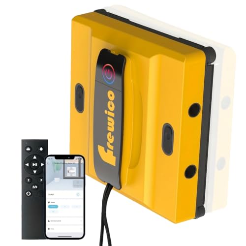 Frewico W5600X Window Cleaning Robot with Water Spray, App and Remote | Features quad-stream spray, 100ml dual tanks, Z/N scrub path, and App/Remote backup.