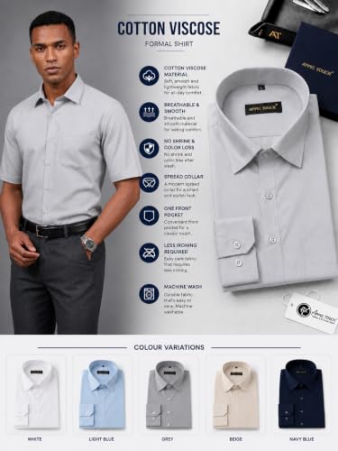 Image of Appel Touch Men's Cotton Blend Formal Shirt Half Sleeves