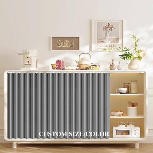 Genérico Cortinas para Armario con Rieles  Cortina Opaca de Lino Sintético A Medida Sin Perforaciones para Cocina, Baño y Armario