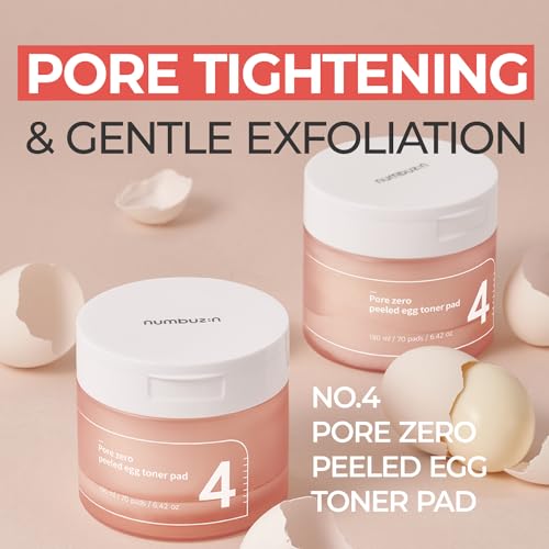 numbuzin No.4 Toner Pads | Pore Zero Peeled Egg Toner Pad | Gentle Exfoliator, PHA, LHA, Makeup Skin Prep, Panthenol | Korean Skincare for Face | 70 Pads/6.42 fl. oz