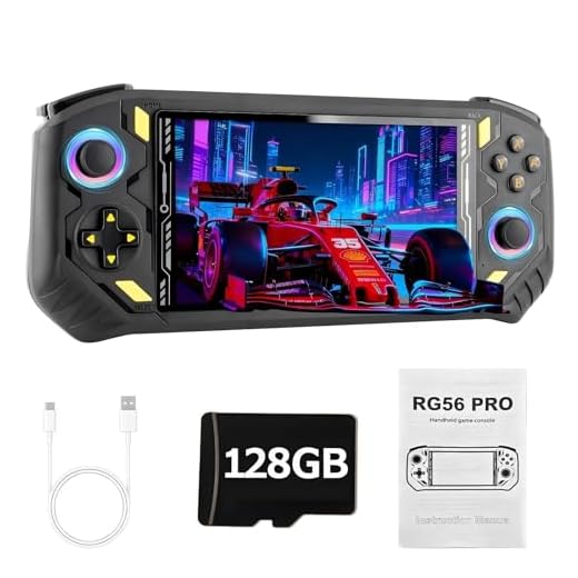 Rhesusco RG56PRO Retro Handheld Game Console - 5.5 Inch IPS Screen,31000+ Classic 3D Games,5000mAh Battery, Open Linux System,Portable Console with 128G TF Card - Birthday Gift for Boyfriend (Black)