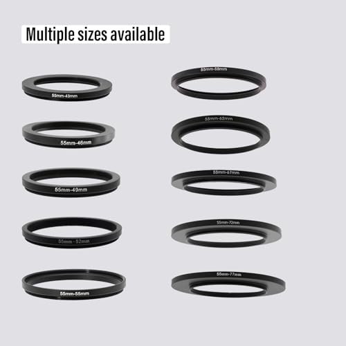 Adaptador de anillo reductor 55-49 mm, rosca macho de 55 mm para lente y rosca hembra de 49 mm para filtro, anillo adaptador para filtro reductor para instalar filtros ND, CPL y UV de 49 mm en lentes de 55 mm miniatura 2