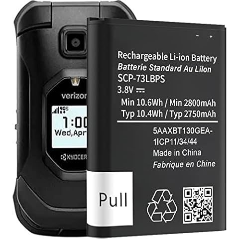 SCP-73LBPS Battery,High Capacity Battery for Kyocera DuraXV Extreme E4810 Verizon Flip Phone Battery Replacement 2800mAh 3.8V/10.6Wh Cover