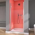 GETPRO Frameless Shower Door Pivot 34 in. W x 72 in. H Swing Single Small Shower Door with 1/4 in. Tempered Glass Panel Adjustable Left Hinged Bathroom Door for Shower Chrome Hardwares