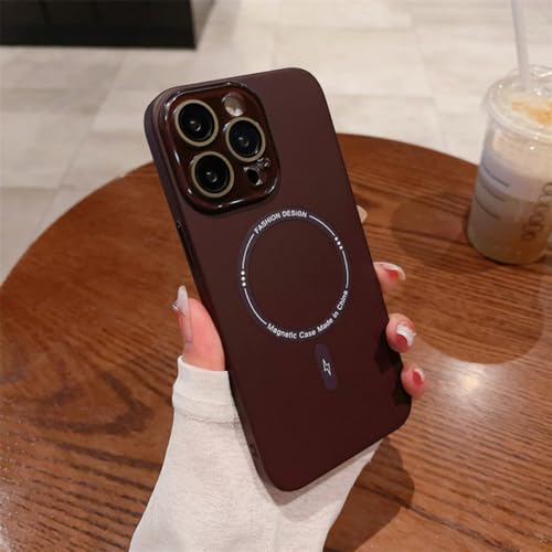 Coque mince pour iPhone 12 rouge foncé idéale pour recharge sans fil au bureau