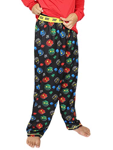 Lego Ninjago Boys Flannel Lounge Pajama Pants (8, Black)