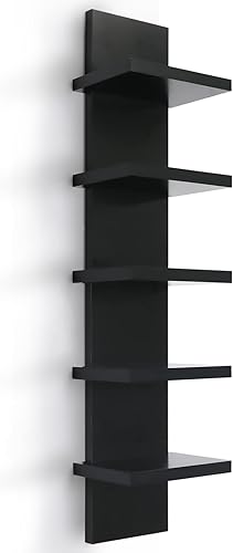 Estantería de pared de 5 niveles, estantería vertical decorativa para montaje en pared, estantes flotantes de columna moderna para dormitorios,
