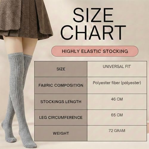 Image of Kraptick Women's Ribbed Thigh High Socks - Soft Stretchable Knit Over the Knee Socks for Winter, Casual & Layered Wear