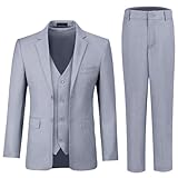 Boy's Formal Suit Set Slim Fit Light Grey Kids Tuxedo Suits for Wedding Teen Toddler Boy Dress Suit Outfit Size 4T