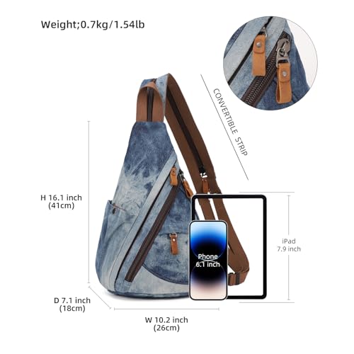 Image of KL928 Canvas Sling Bag - Small Crossbody Backpack Shoulder Casual Daypack Rucksack for Men Women