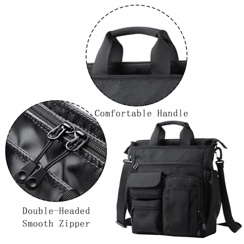 Messenger Crossbody Shoulder Bag, Work Travel Laptop Briefcases for Men, Multi-pocket Purse for Work Business, Man Purse Multi-function (Black)3