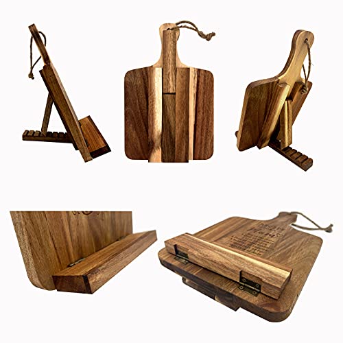 Mayavenue Mother's Day Gift, Wooden Bamboo Engraved Cookbook Stand, Adjustable Foldable Ipad Tablet Recipe Book Stand Holder For Women, Mom, Mother New House Housewarming Gift #TOP3