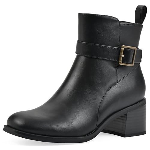 Bottines à talon carré étroit pour femme avec fermeture confort noir 40