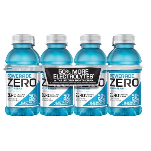 Image of POWERADE Electrolyte Enhanced Zero Sugar Mixed Berry Sports Drink, 12 Ounce (Pack of 8)