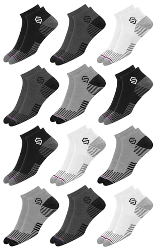 SWAGR 12 Pairs Sports Cotton Ankle Length Socks for Men, Pack of 12., Assorted
