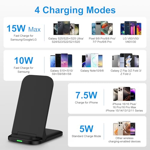 Foldable Google Pixel Wireless Charger Stand, Inductive Charging Station Mobile Charger, 15W Fast Wireless Mobile Phone Charger for Google Pixel 10 Pro 9 8 7 6 5/Galaxy S25 Ultra S24 S23 S22 Z Flip7 - Image 6