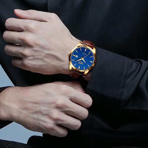 Image of LIGE Fashion Mans Wristwatch Date Luminous Dress Watch for Man Stylish Waterproof Quartz Wrist Watch Stylish Leather Watches for Men