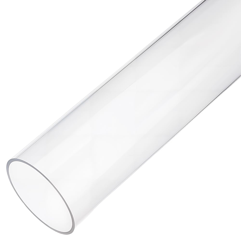250MM Length Clear Rigid Acrylic Pipe Wide Round Polycarbonate Tube Wall Thickness Transparent Plastic Tubing for Lights Lanterns Aquarium Lighting Models Water Plumbing Organize DIY