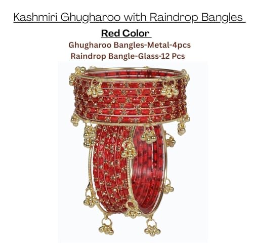 Image of AGPTEK Kashmiri Ghungroo Raindrop Bangles Combo Set | for Women and Girls|Set of 16 Pcs
