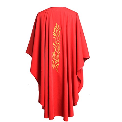BLESSUME Priest Chasuble Red Embroidered Vestments3