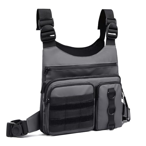 Outdoor Chest Bag for Men, Lightweight Running Vest with Water Bottle Pocket, EDC Chest Pack for Hiking, Cycling2