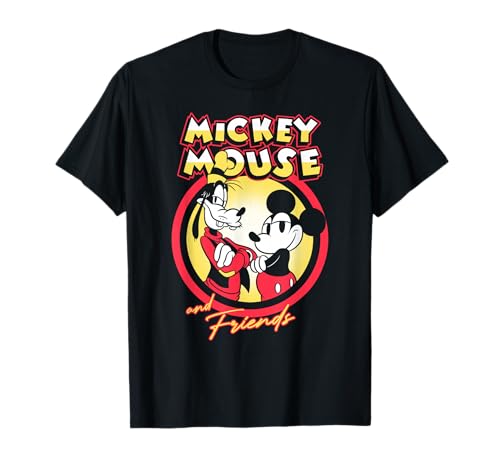 T-shirt Mickey et Dingo Disney en coton imprimé vintage pour homme et femme
