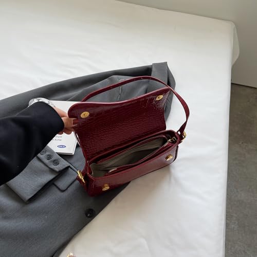 Image of Shoulder Bag for women Y2K Crossbody Vegan Leather Purse Straps Retro Clutch Hobo Hadbags with 2 Removable