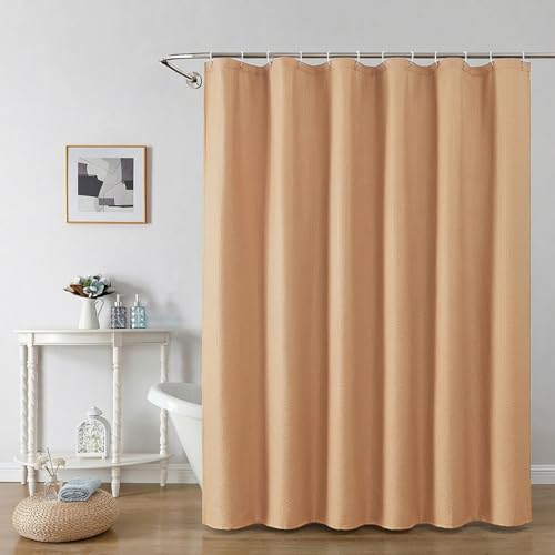 OWENIE Coral Shower Curtain for Bathroom 72x72 Inch 3D Embossed Textured Waffle Fabric Shower Curtains Soft Hotel Farmhouse Style Water Repellent Machine Washable Coral 72 W x 72 L