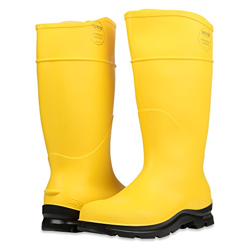 Image of Servus Comfort Technology 14 inch PVC Steel Toe Men's Work Boots, Yellow & Black (18835)