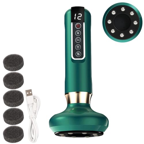 Masajeador de terapia de ventosas inteligente - Aparato electrónico de masaje al vacío, herramienta de doce de temperatura controlada, dispositivo portátil para el cuidado del