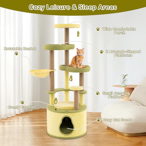 Torre para Gatos Temática Aguacate 62.5 Pulgadas miniatura 7