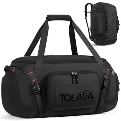 Tolaccea Bolsa de Deporte 40L para Hombres y Mujeres – Mochila de Viaje Convertible con Compartimento para Zapatos Bolsillo Húmedo y Portátil 15 6"–Impermeable para Gimnasio Fitness y Viajes Negro