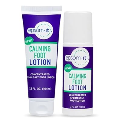 Epsom-It Calming Foot Lotion Set - Topical Magnesium Cream & Rollerball for Feet & Ankles, Epsom Salt Magnesium Sulfate Rub, Soften Tough Skin & Cracked Heels, Stiffness in Legs, Knees and Feet, 3.5oz