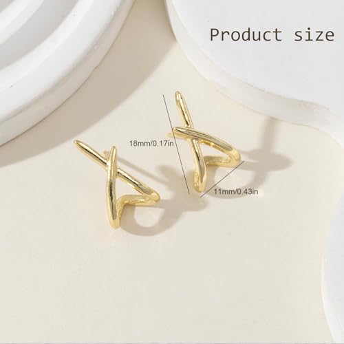Gold Earrings for Women Trendy.X-Shaped Dangle Earrings Minimalist Elegance Lightweight Hypoallergenic for Everyday/Party Gift.3