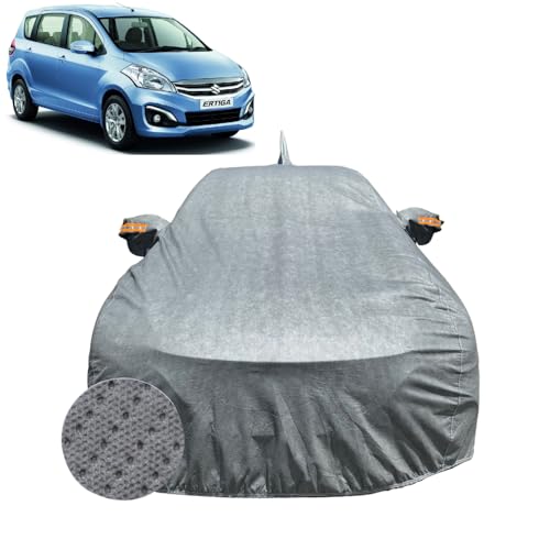 Image of Car Cover For Maruti Suzuki Ertiga (2012-2018) | 100% Waterproof Cover with Antenna & REFLECTIVE Mirror Pockets | Dustproof, Scratchproof, Heatproof Ertiga Car Cover |Soft Cotton Lining| GREY