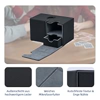 Tolesum Card Deck Box for MTG, Kartenbox mit Würfel Tray, Gathering Aufbewahrungsbox für 200+Karten, PU Leder Starkes Magnetic Sammelkarten Box Kompatibel Magic Commander TCG Karten -(Schwarz) – Ansicht 2