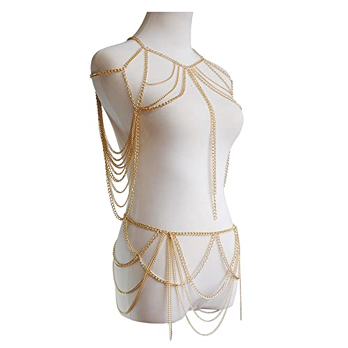 Sexy Body Chain Set Layered Necklace Bra Waist Chain Summer Fashion Bohemian Jewelry Suit for Beach Party Holidy3