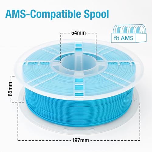 Image of PLA Plus Filament 1.75mm, Aqua Blue, SGS-Tested FDA-Compliant Food-Contact PLA Material, AMS-Compatible, Low Odor, Tougher Than Standard PLA, High-Speed 3D Printer Filament, 1kg Spool