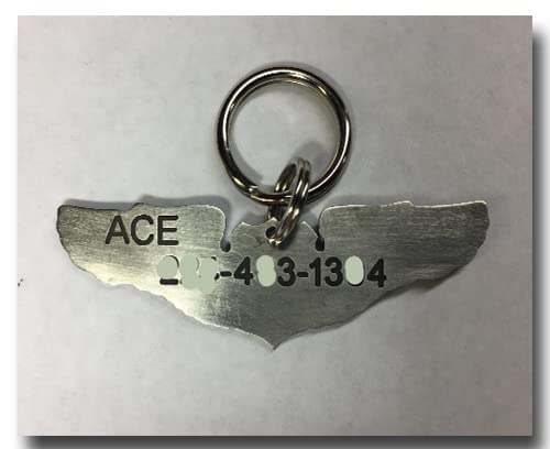 Air Force Pilot Wings Pet ID Tag-Unique Custom Aviator Pilot Wings Personalized Dog Collar Tag-Fighter Pilot Badge (2.50", Brass)