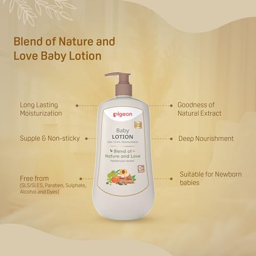Image of Pigeon Baby Lotion with Marshmallow Root Extract, Carrot Seed Oil, Sweet Almond & Olive Oil - Soothing, Lightweight Moisturizer for Delicate Skin, No Paraben, Sulphate & Alcohol -500 ml