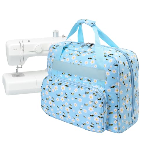 LetCart NäHmaschinentasche Mit Taschen FüR NäHmaschinen Und NäHzubehöR Transport- Und Aufbewahrungstasche 43 X 32 X 21cm FüR Die Meisten Singer Brother Janome In StandardgrößE (Blaue Biene)